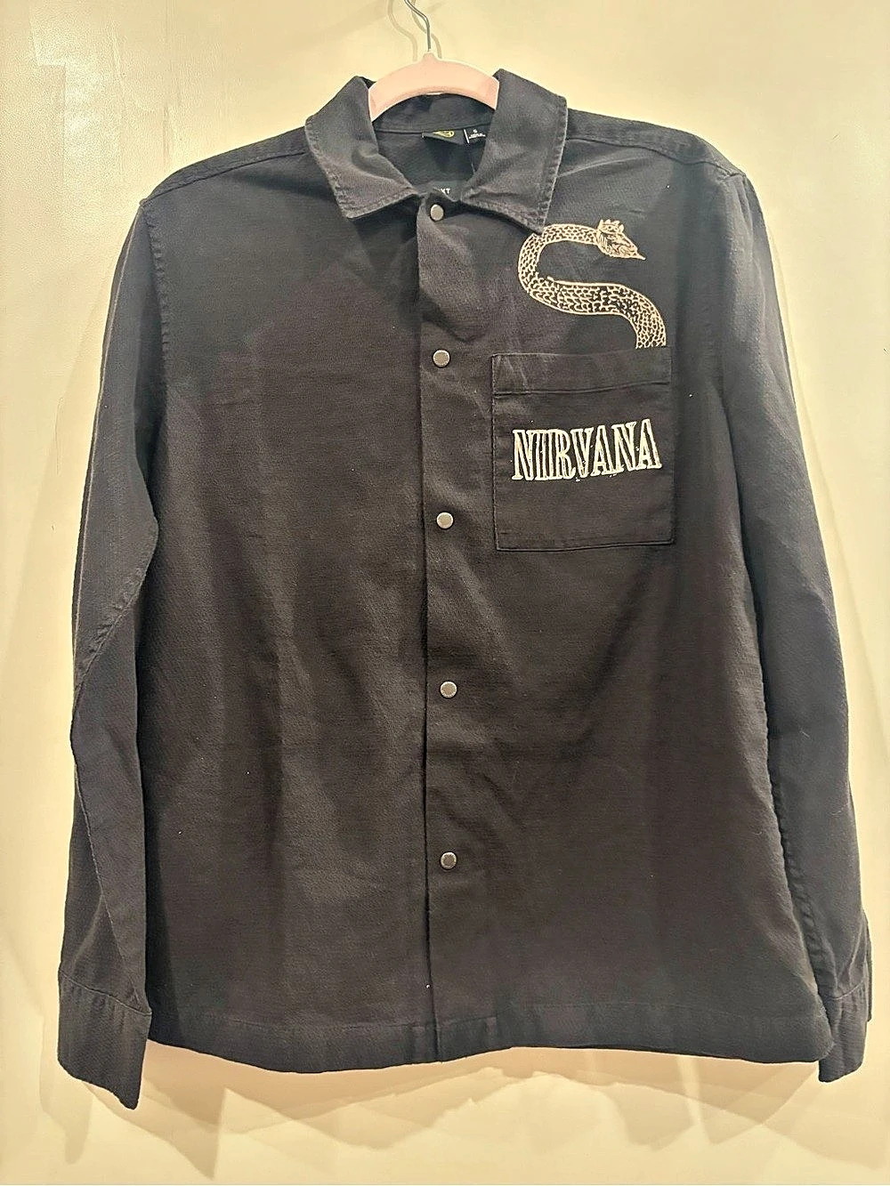 Next Nirvana Graphic Button Down Shirt Black Small